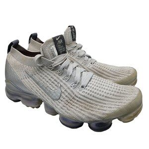 Nike Air Vapormax Flyknit 3 Athletic Shoes White Metallic Silver Women Size 6